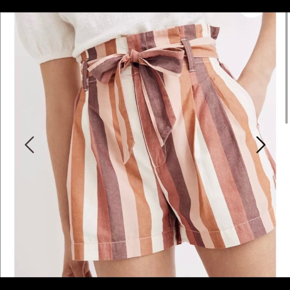 Madewell rainbow stripe paper bag shorts Xxs